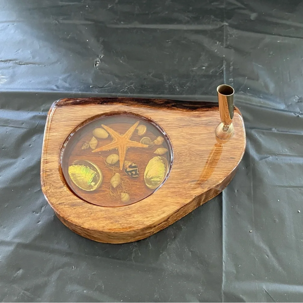 Abe Hanks Myrtlewood Ocean-Inspired Pencil Holder